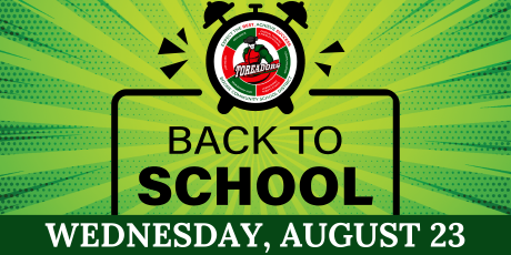 Graphic shows first day of school as Wednesday, August 23