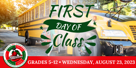 Graphic shows first day of school for Grades 5-12 is today