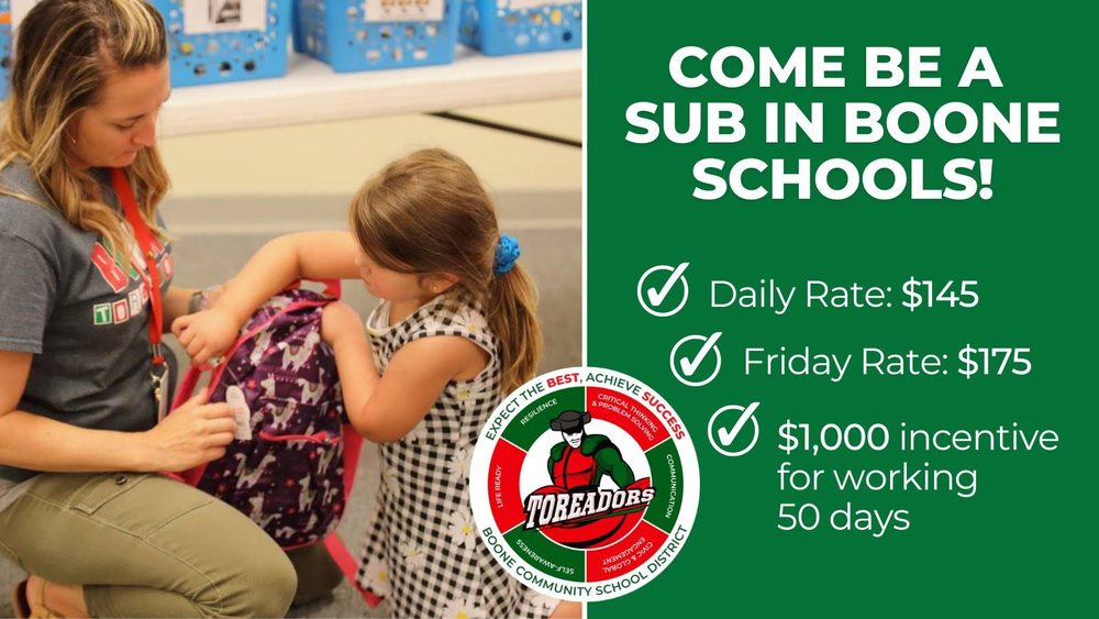 Come be a substitute guest teacher in Boone schools!