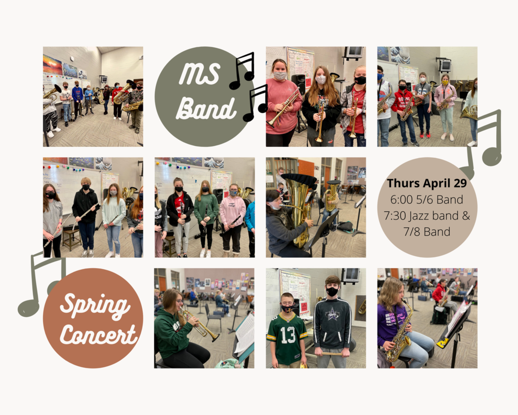 Middle School Band Concert Thursday, April 29th.