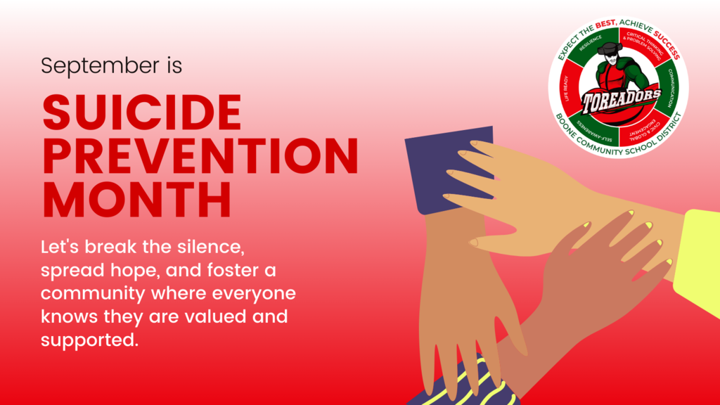 Graphic shows that September is Suicide Prevention Month