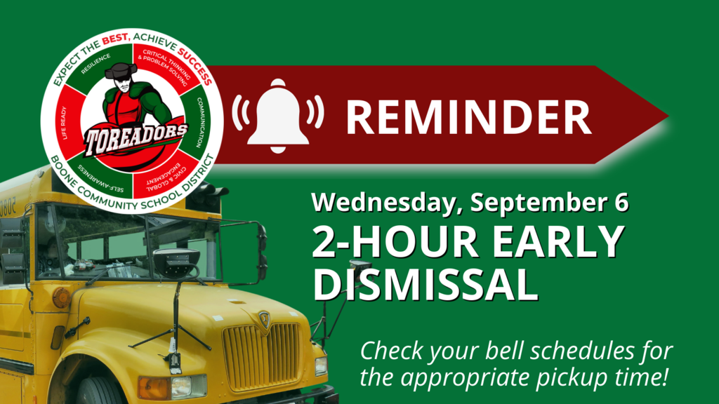 Graphic shows that today is an early dismissal