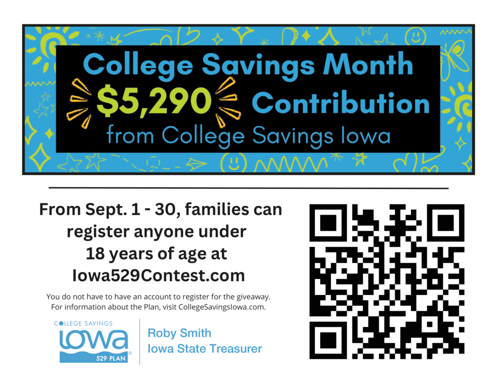 Graphic shows college savings month registration information 