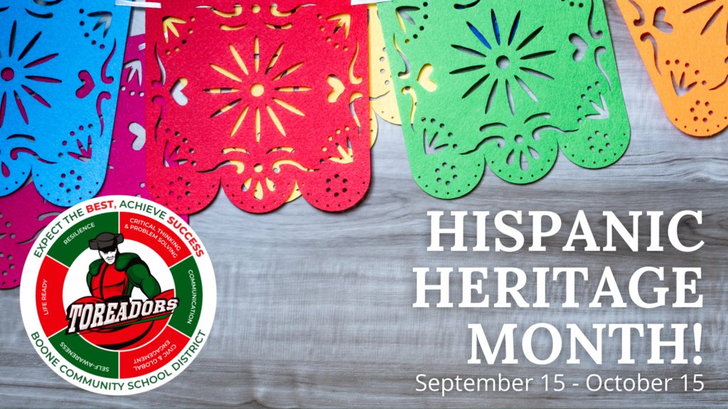 Graphic shows that it's Hispanic Heritage Month 