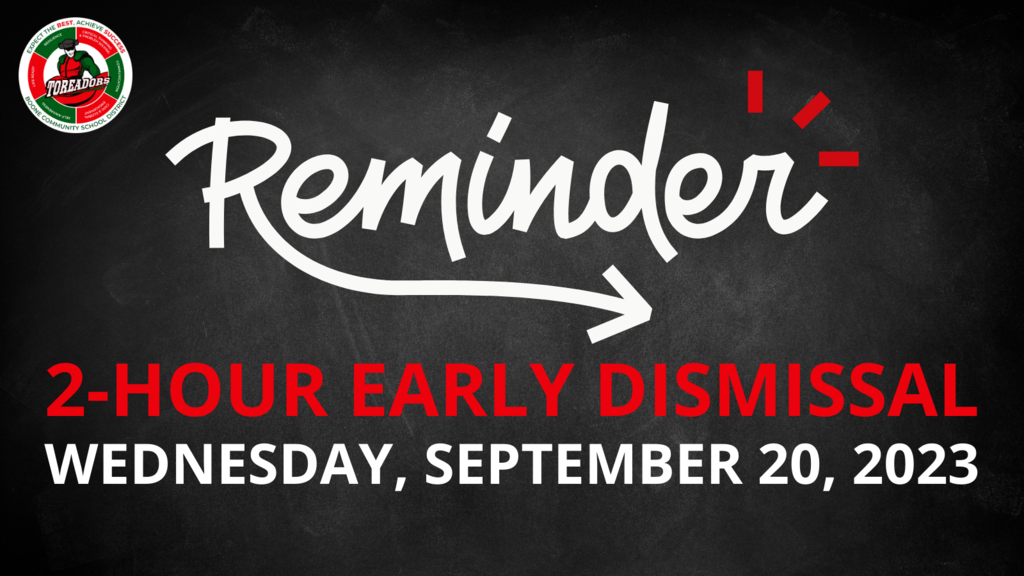Graphic shows early dismissal for Wednesday, September 20, 2023